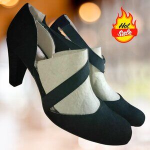 Chic Black Cross-Strap Block Heels by Mootsies Tootsies